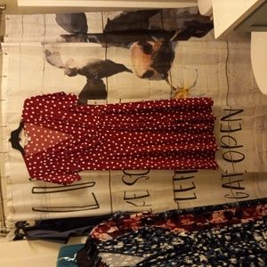 Plus Size 1X Robbie Bee Fauux Wrap Rust/Ivory Short Sleeve Dress w/ Waist Detail